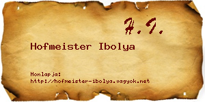 Hofmeister Ibolya névjegykártya